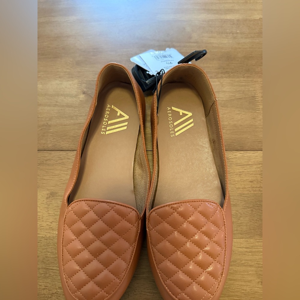 Aerosoles Quilted Ballet Flats Cognac Brown Women’s 9.5 Comfort Shoes NWT - Picture 4 of 10